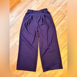 Halara Flex High Waisted Pocket Wide Leg Waffle Work Pants Deep Blue